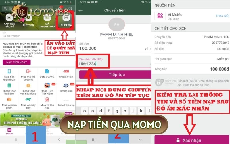 HƯỚNG DẪN NẠP TIỀN qua Momo