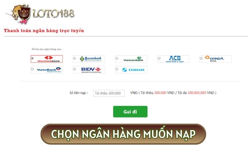 Chọn ngân hàng muốn nạp