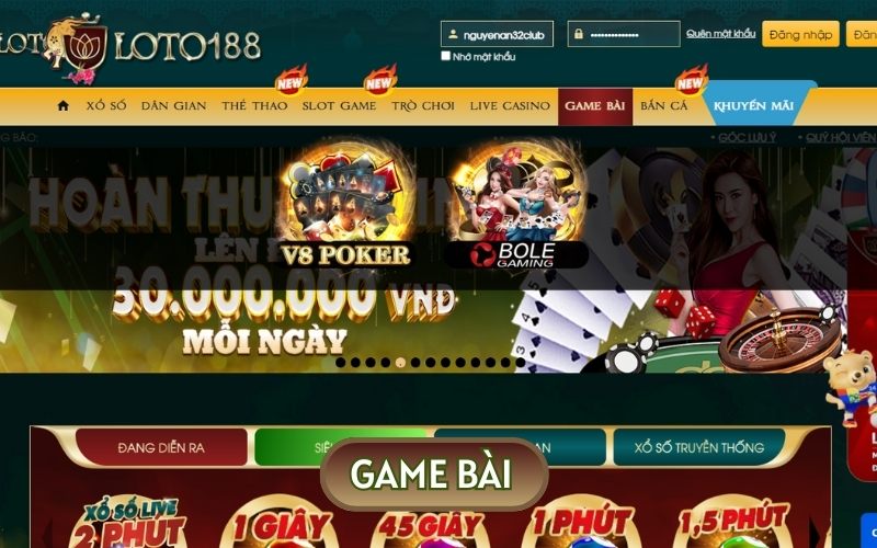 Game bài đổi thưởng cũng là một trong những sảnh cược đắt khách nhất của LOTO188GO