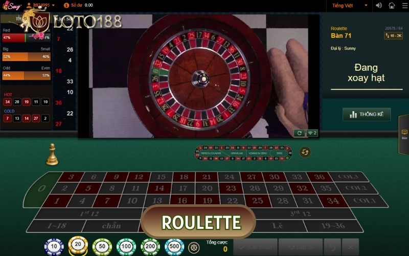 Roulette là thể loại đổi thưởng trực tiếp nổi tiếng với tỷ lệ thưởng cao