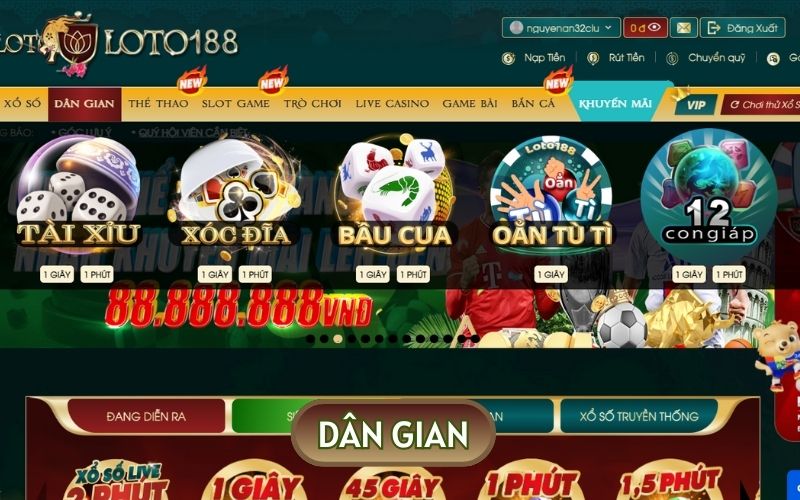 Dân gian là sảnh cược có sức hút mạnh mẽ tại nhà cái cá LOTO188